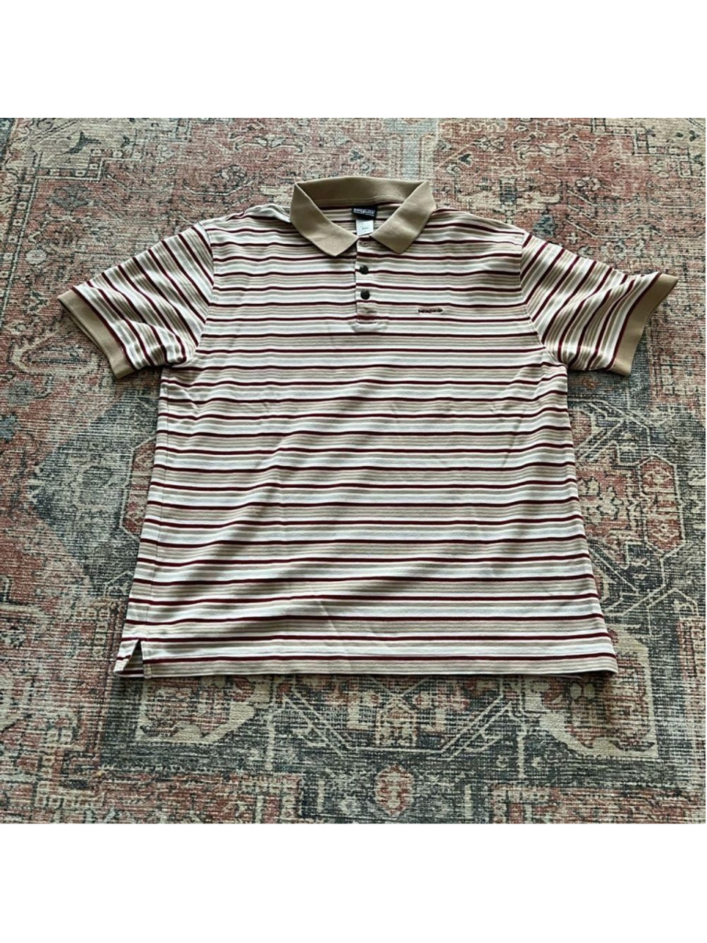 Patagonia Shirt Mens Large Stripe Organic Cotton Knit Polo/Size L